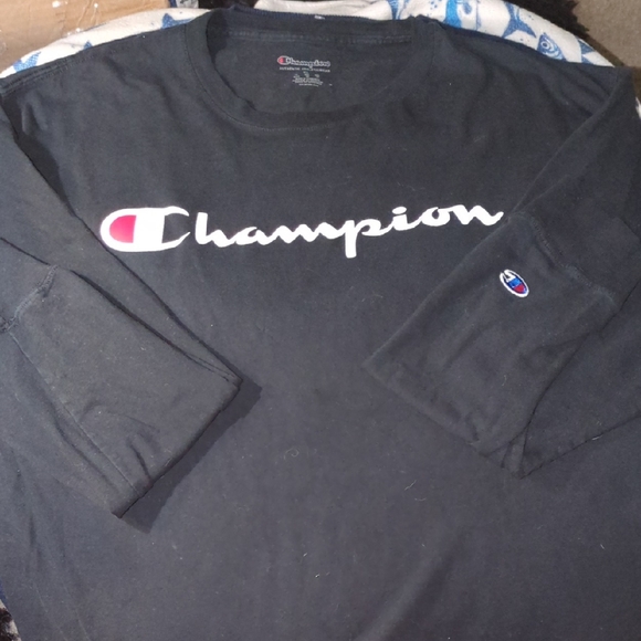 Champion Black Logo Long Sleeve Tee - Picture 1 of 1